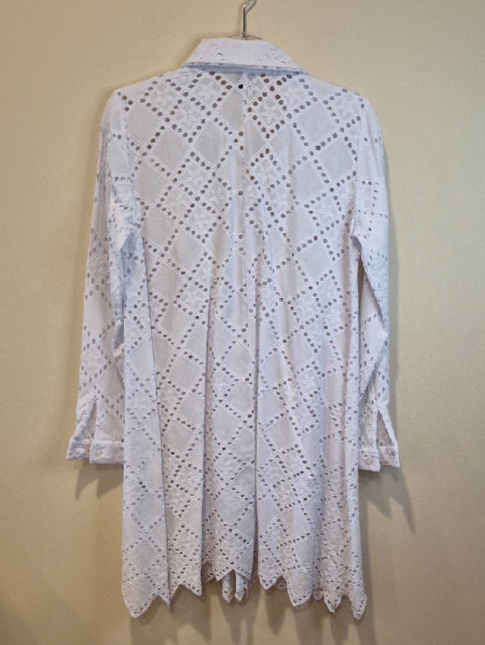 White Eyelet Button-Front Swim Coverup. Made In Italy - Picture 8 of 12